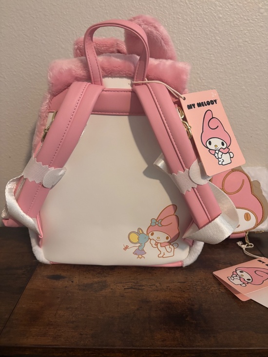 Loungefly!! Sanrio Exclusive My Melody Plush Cosplay Mini Backpack and wallet
